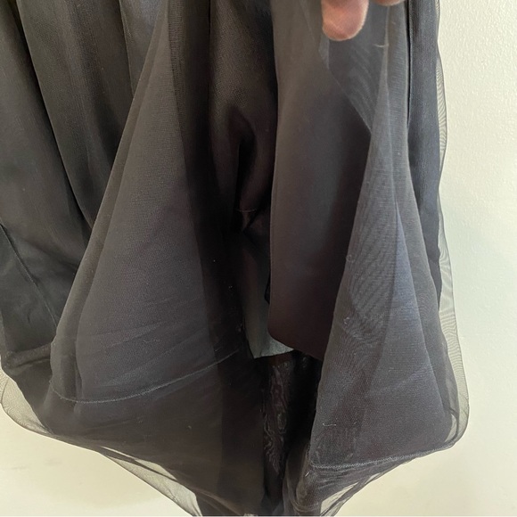 Dolce & Gabbana 100% Silk Black Midi with Ruffled Capped Sleeves size 44 - Picture 8 of 17